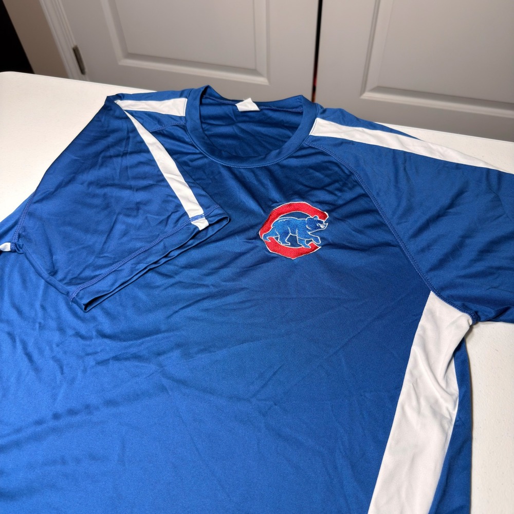 Sport-Tek Chicago Cubs Performance T-Shirt Blue Embroidered Logo XL Mens - Picture 4 of 9